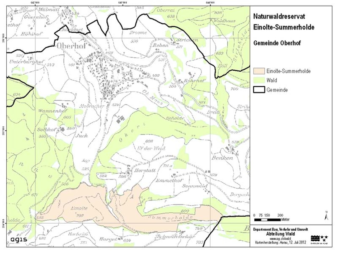 Kartenausschnitt Naturwaldreservat Einolte-Summerholde