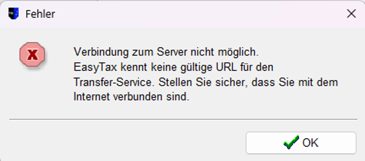 Diese Meldung erscheint, wenn Sie versuchen die Steuererklärung online einzureichen.
