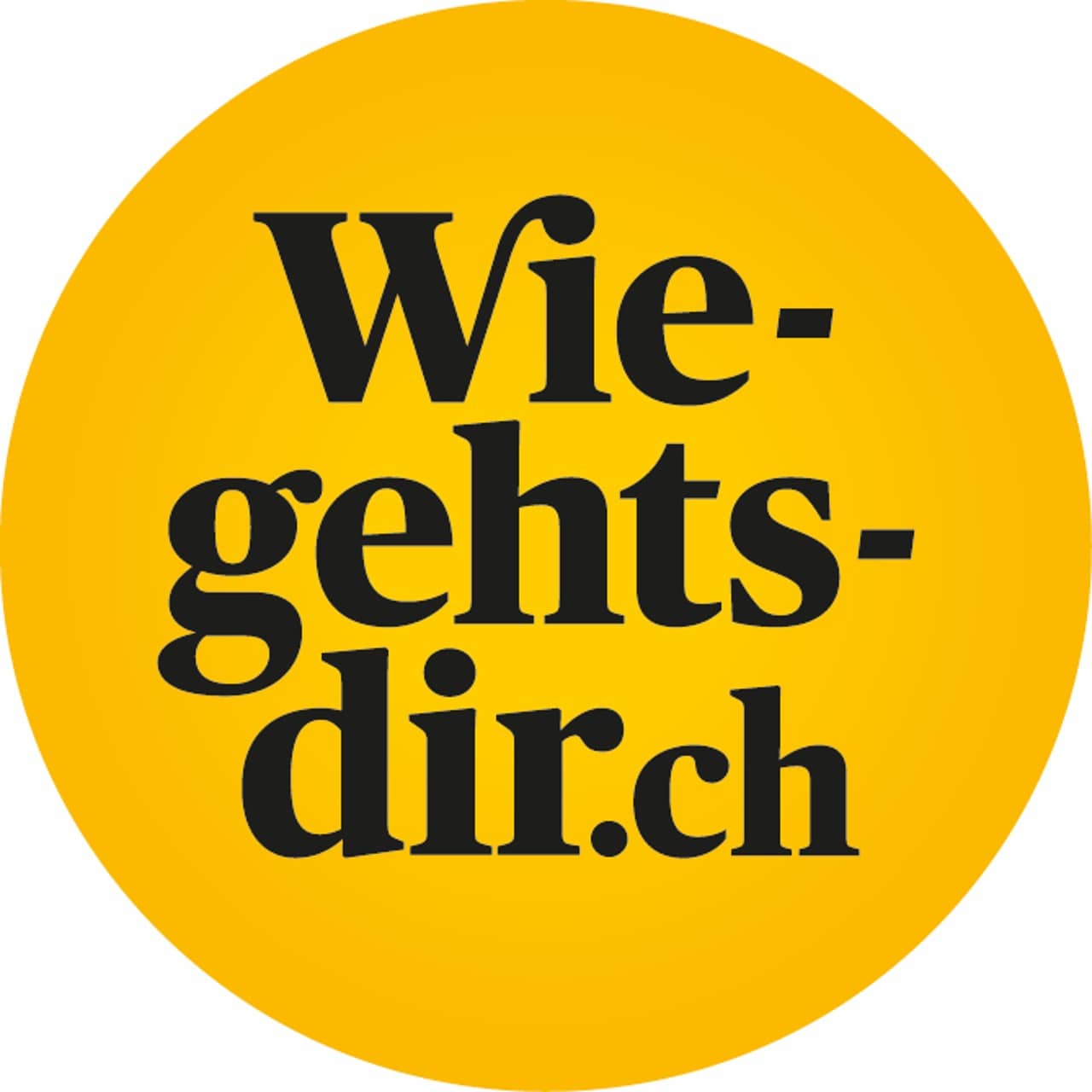 gelber Button mit schwarzer Schrift "Wie geht's dir"