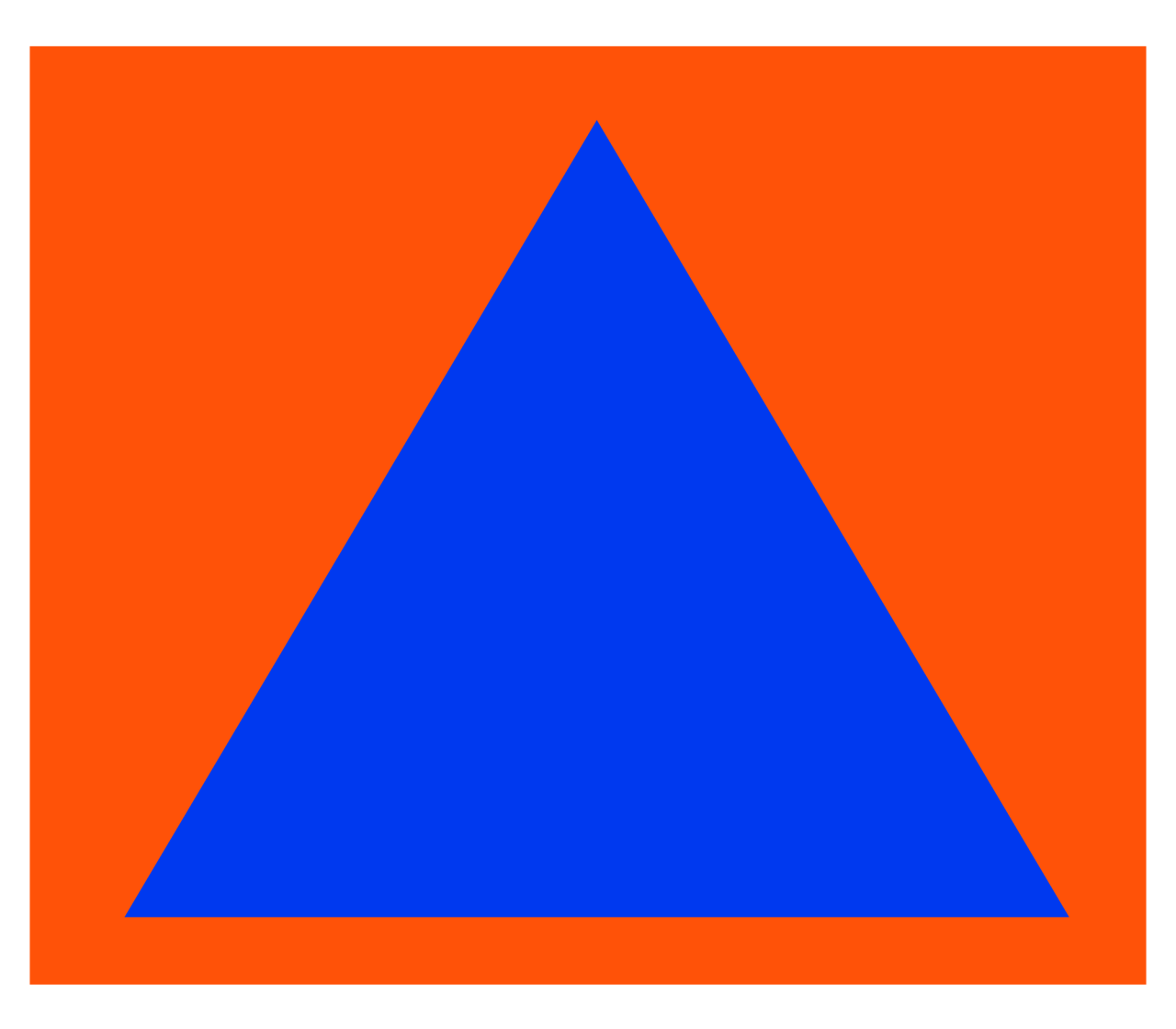 Ein blaues Dreieck auf orangem Hintergrund