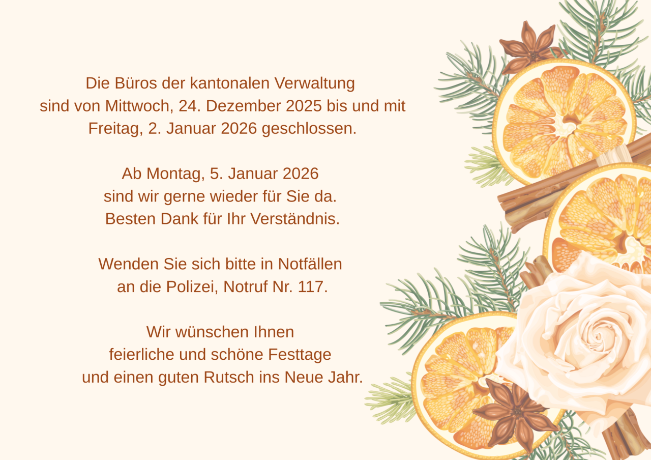 Informationen kantonale Verwaltung Feiertag.