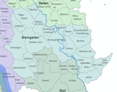 Gemeinden des Bezirks Bremgarten