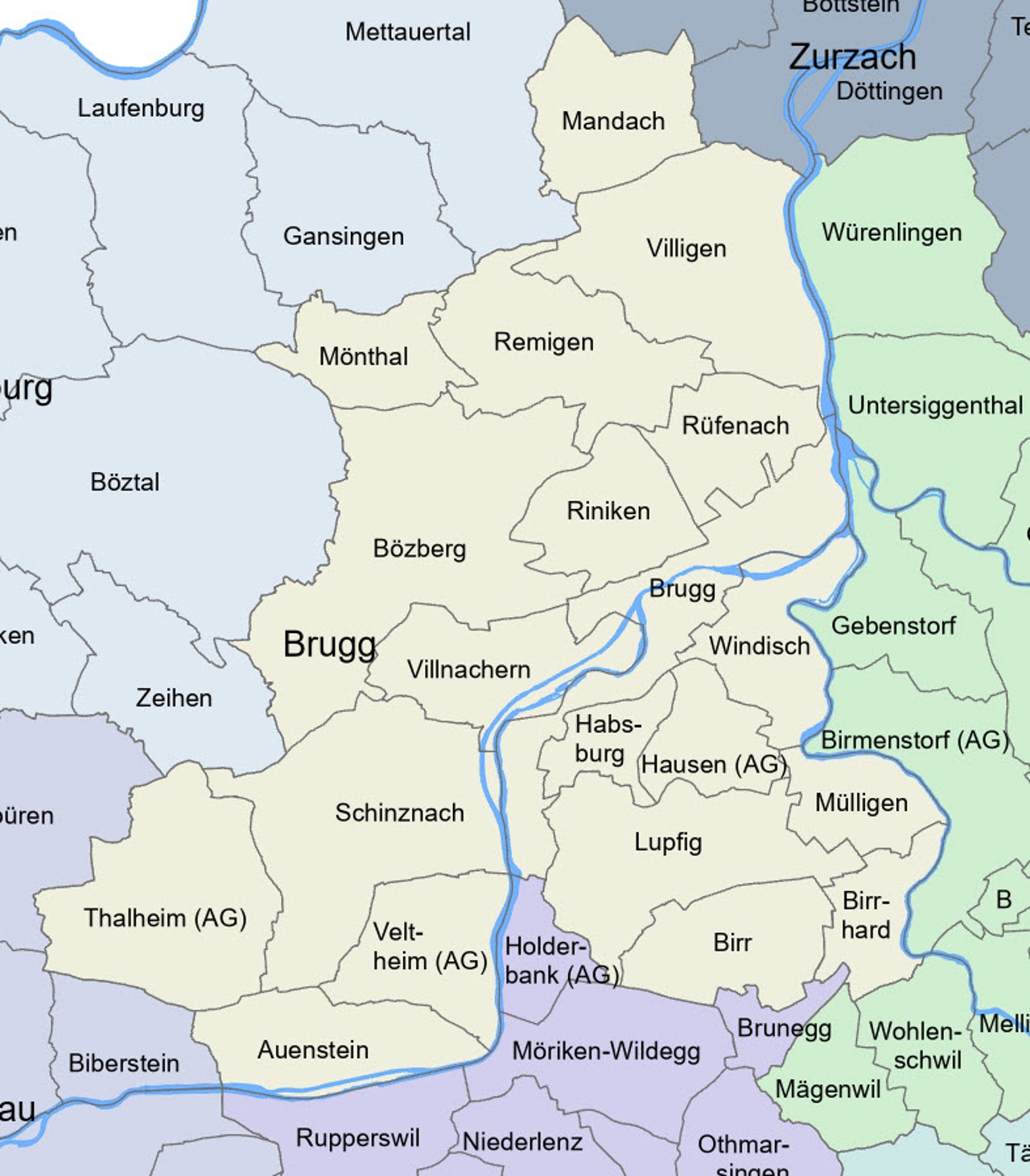 Gemeinden des Bezirks Brugg