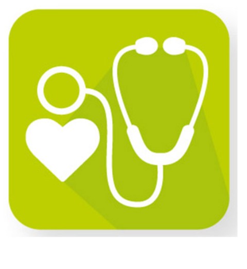 Icon mit einem Stethoskop und einem Herzen