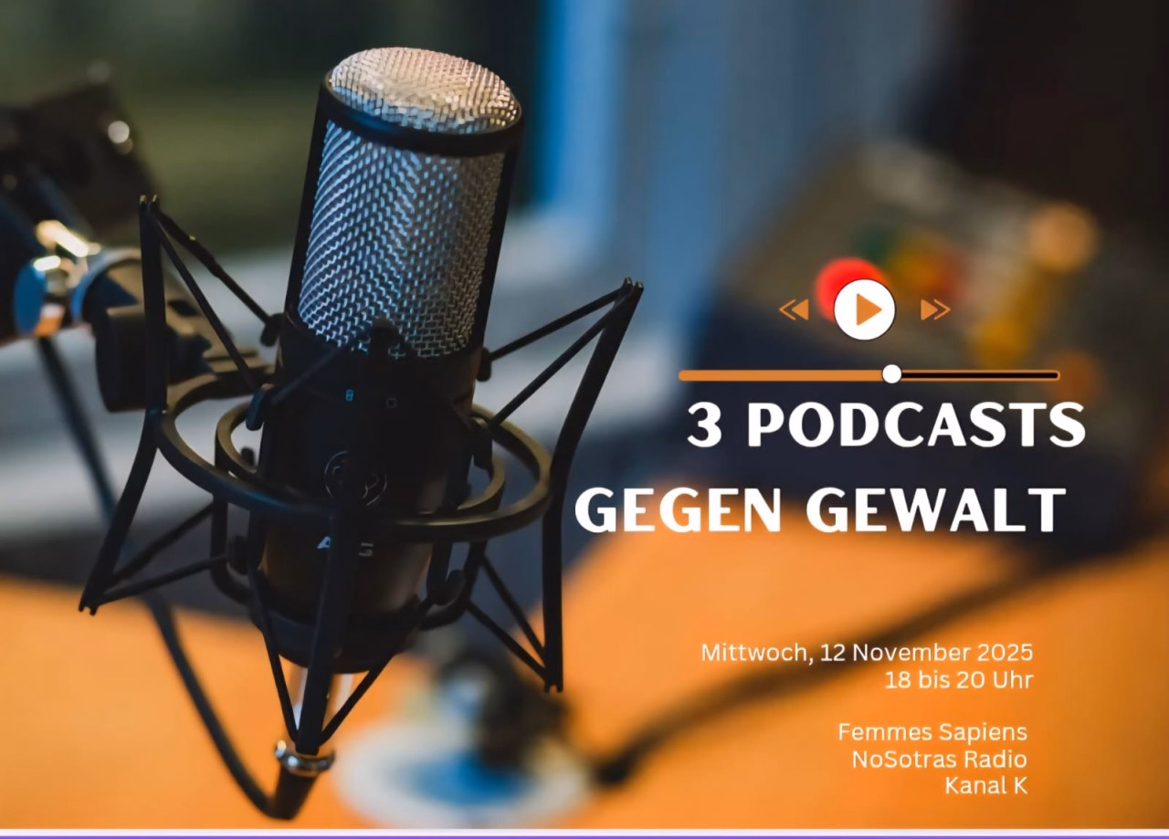 Mikrofon und text 3 Podcasts gegen Gewalt, Mittwoch, 12. November.