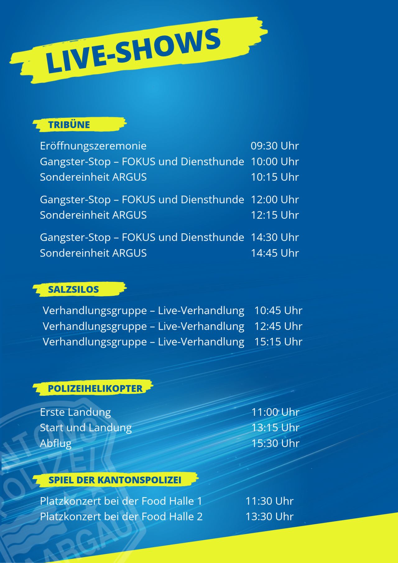 Showprogramm Tag der offenen Tür.