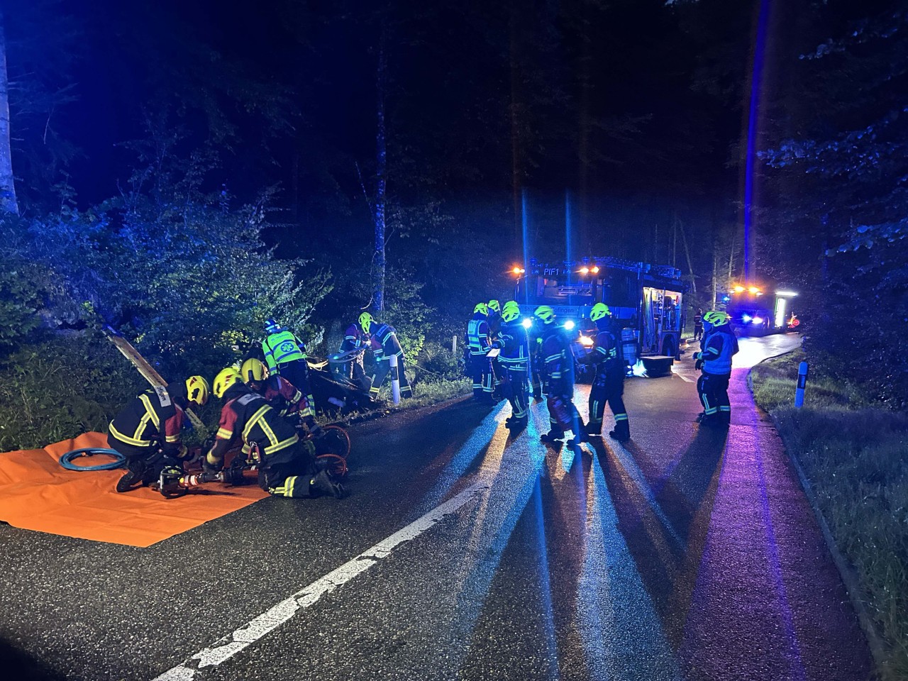 Feuerwehreinsatz auf Strasse.