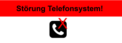 Ein Telefonhörer ist mit einem roten X gekennzeichnet und weist auf eine Störung hin