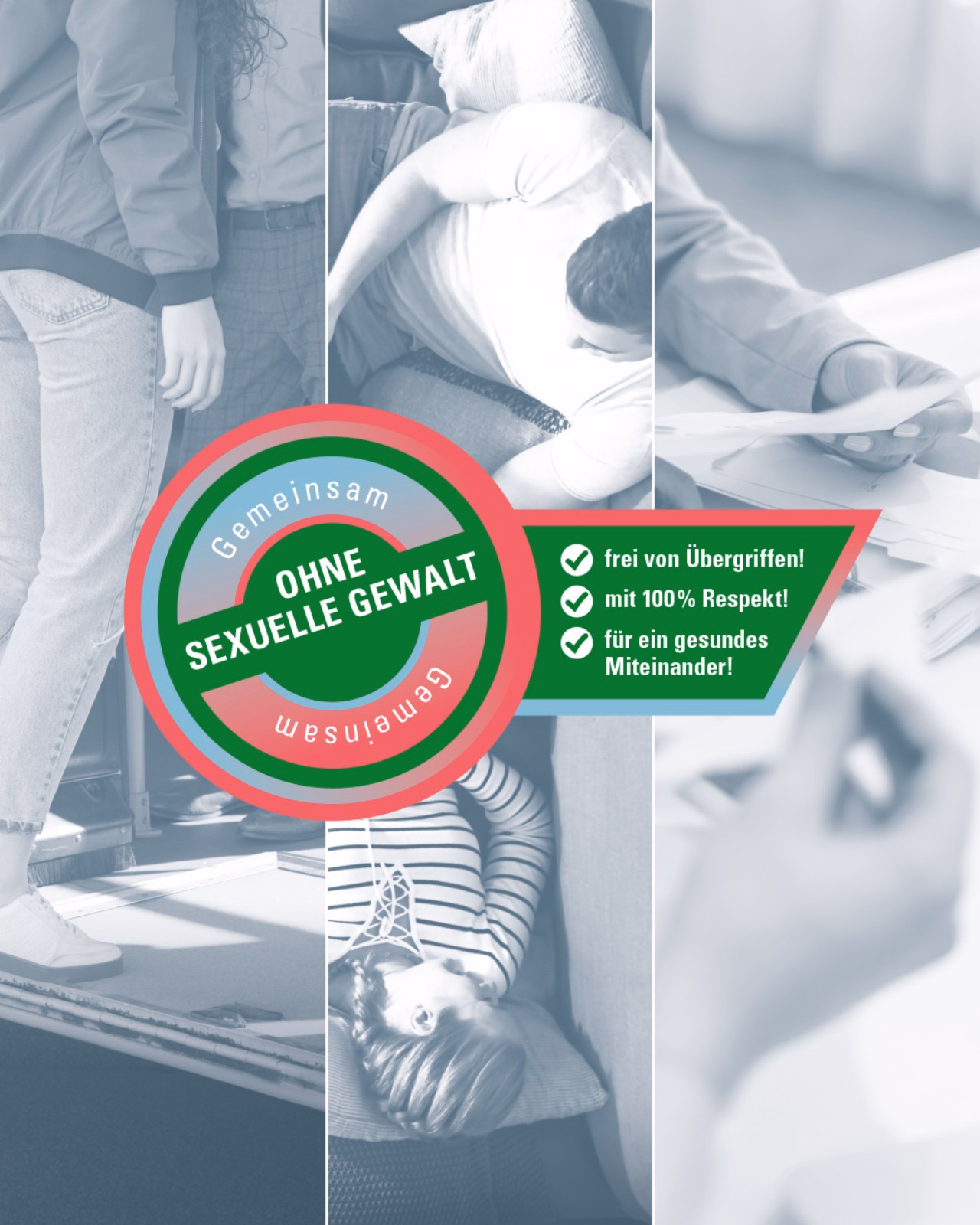 Plakate zur SKP-Kampagne Gemeinsam ohne sexuelle Gewalt.