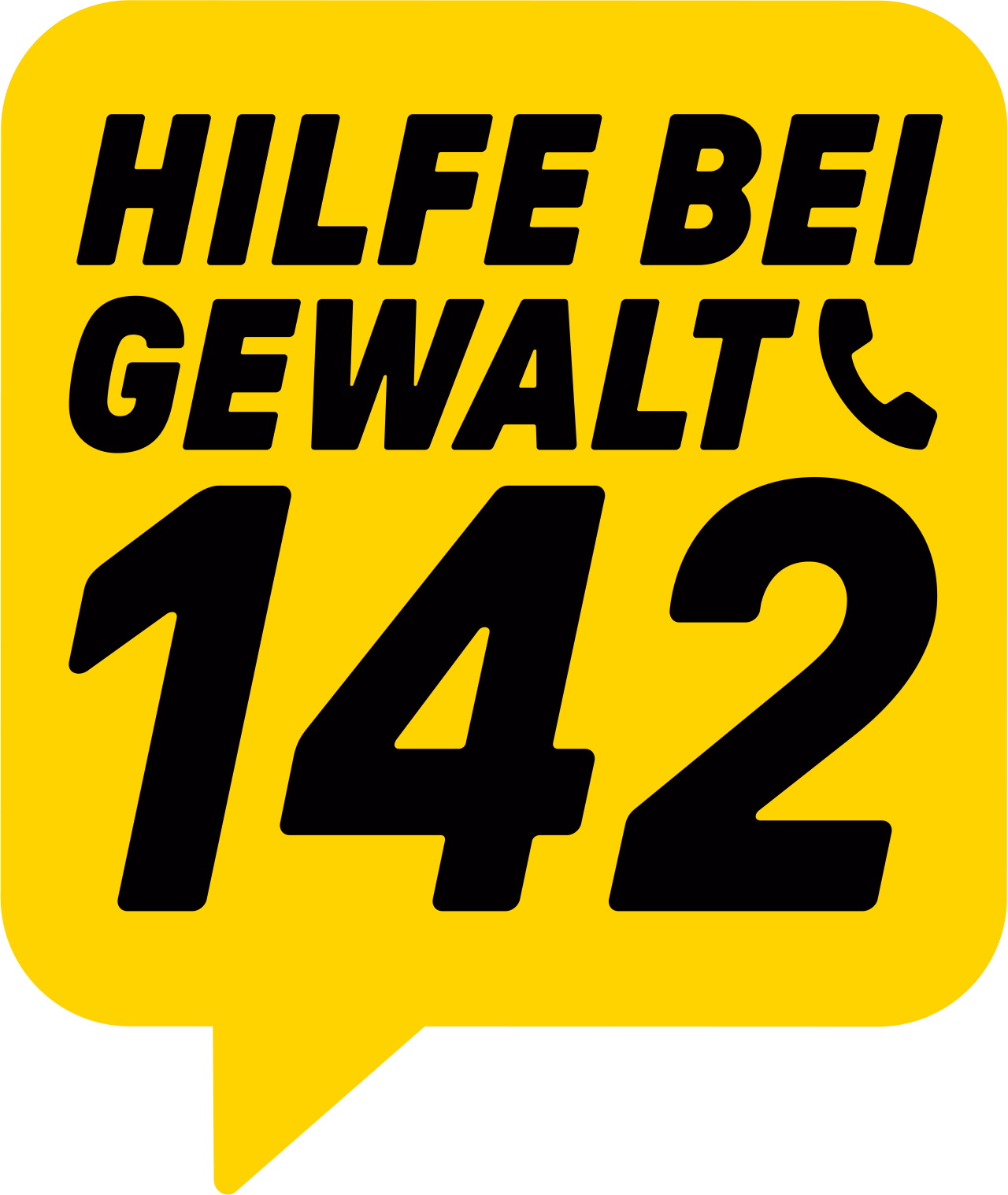 Logo Opferhilfe-Nummer 142 gelb Gegen Gewalt.
