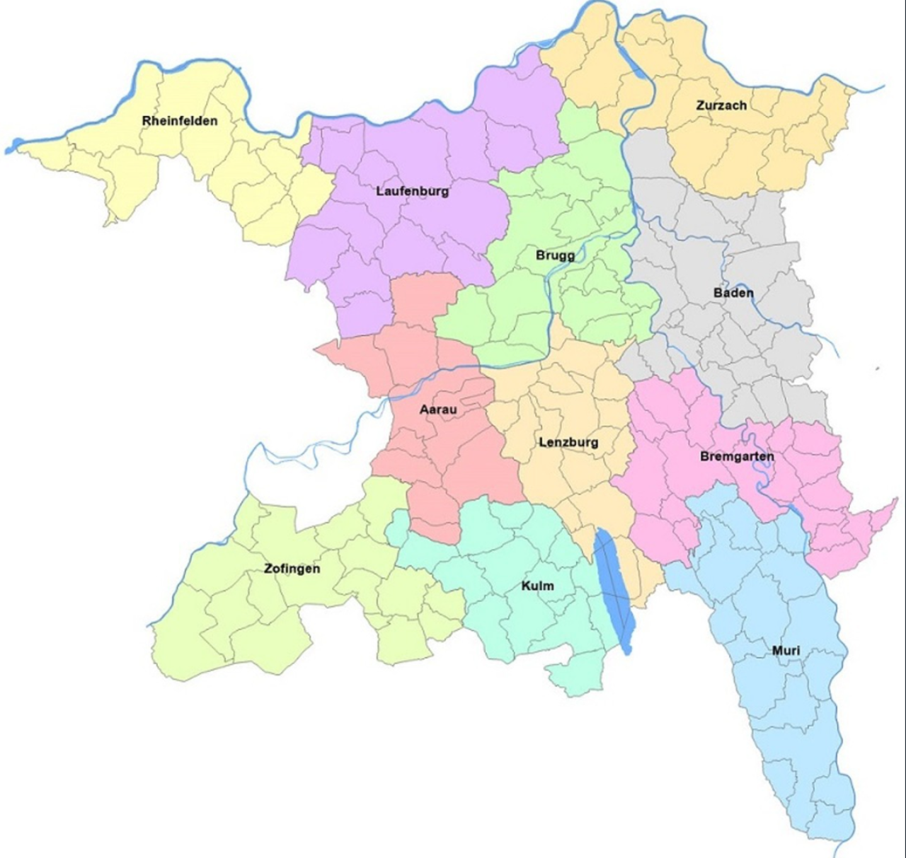 Kanton Aargau, Bezirke, KESB.