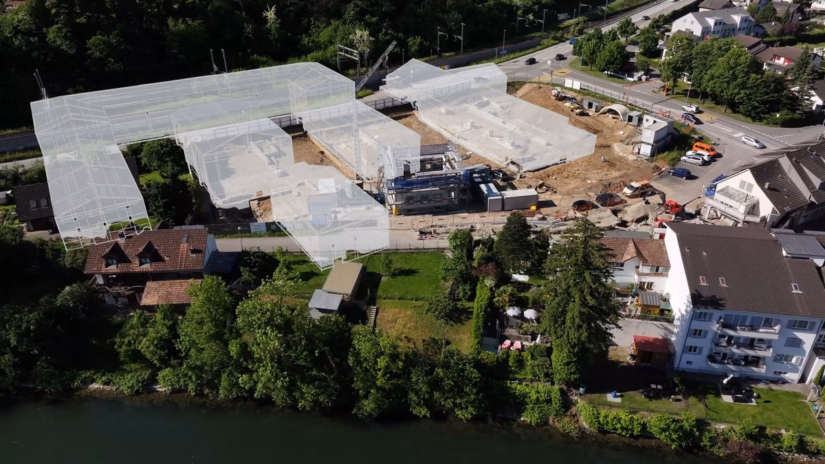 Visualisierung des römischen Baukomplexes an der Limmat im mittleren ersten Jahrhundert n. Chr.