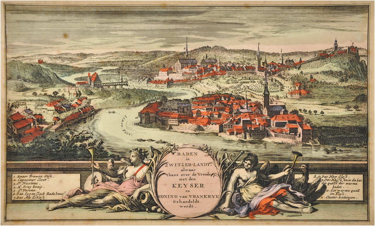 "Baden in Zwitzer-Landt", Blick von der Goldwand in Ennetbaden nach Süden.