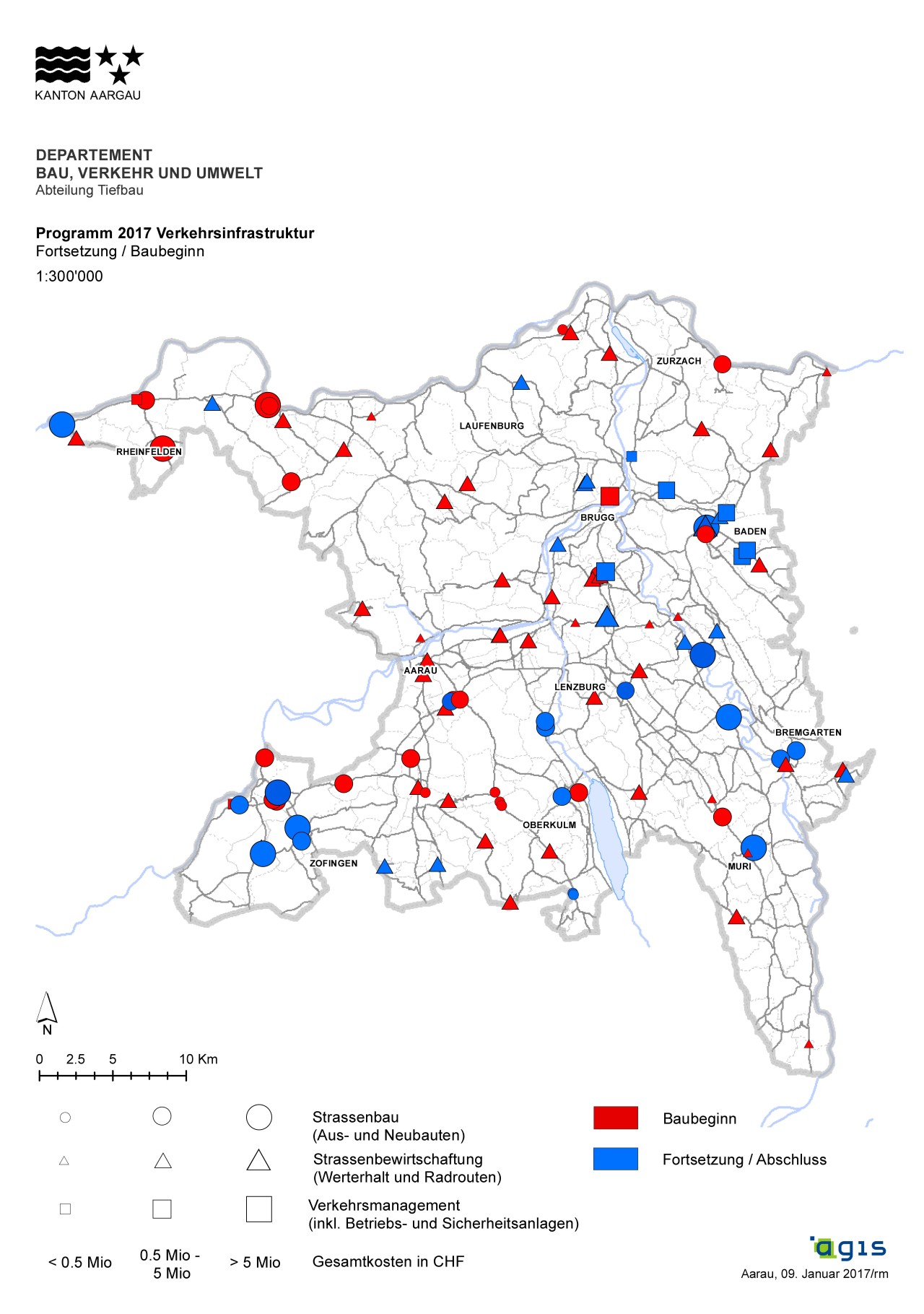 Auf einer Karte mit Aargauer Kantonsumriss sind die Projektorte verzeichnet.