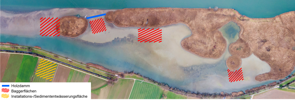 Einzeichnungen Entwässerungsfläche Klingnauer Stausee.