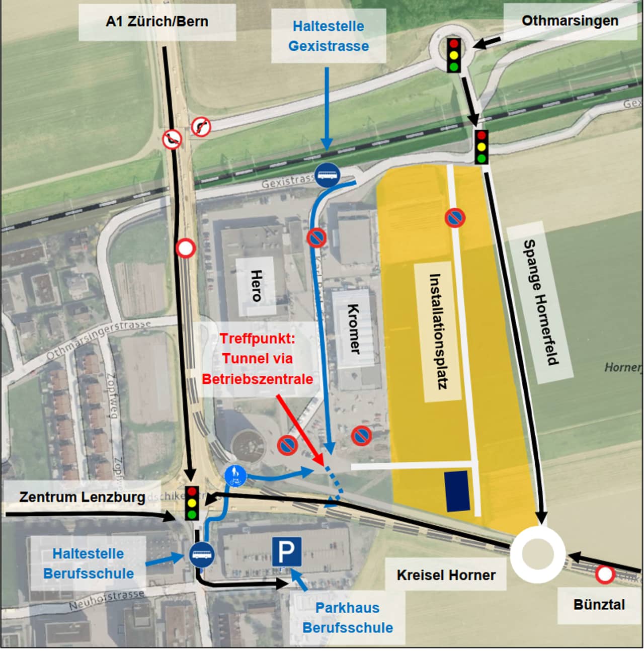 Situationsplan Eröffnung Tunnel in Lenzburg