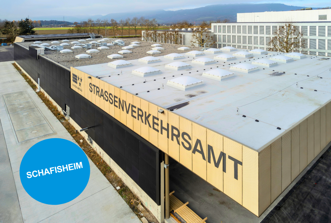 farbiges Bild Gebäude Strassenverkehrsamt in Schafisheim