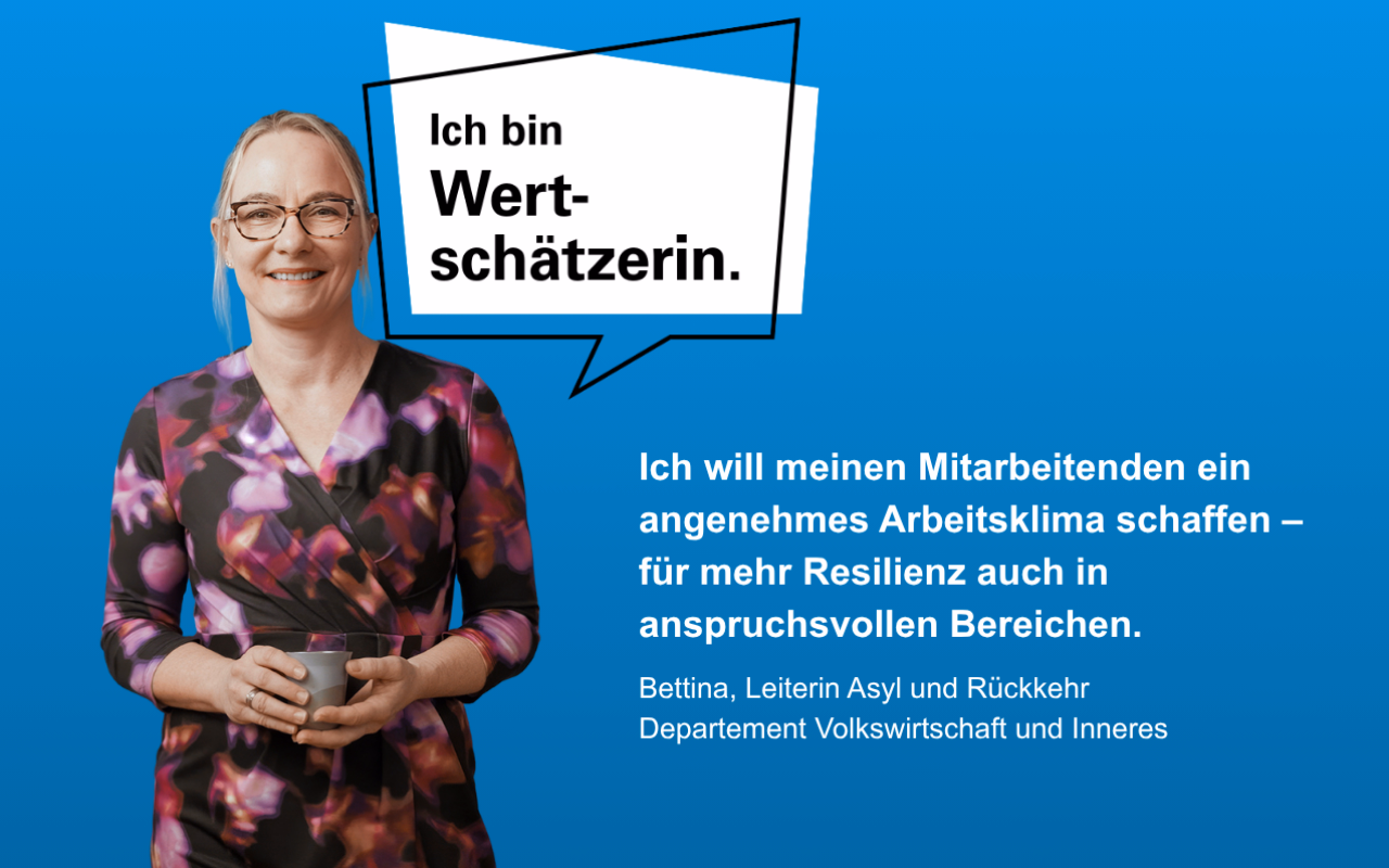 farbiges Bild einer Frau mit dem Text Ich bin Wertschätzerin.