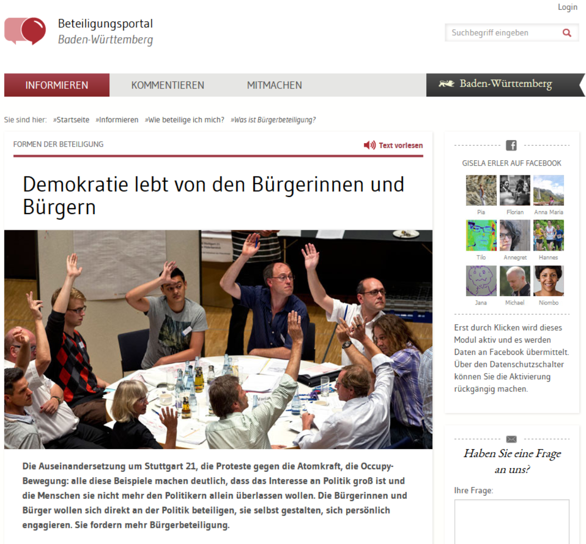 Screenshot der Webseite www.beteiligungsportal.baden-wuerttemberg.de