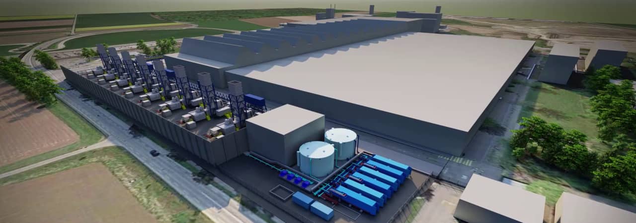 Illustration des temporären Reservekraftwerks in Birr (AG) auf dem Betriebsgelände von General Electric (GE)
